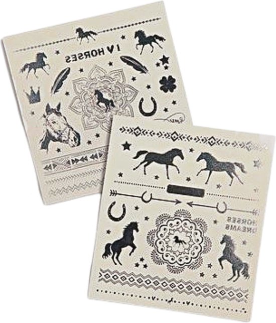 Tattoo - Tattoos Kinderen - Tattoo Set - Paarden Tattoo - Tattoo Sleeve - Tijdelijke Tattoo - Plak Tattoos - Kinder Tattoo