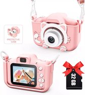 Kindercamera digitaal Roze - 32GB SD-kaart - HD 1080p - Schokbestendig Kinderfototoestel - Vlog camera
