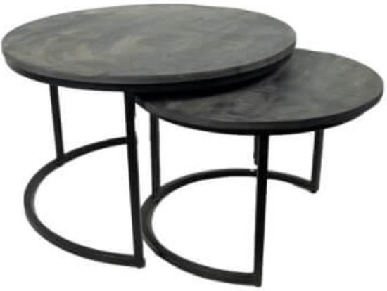 Homestyle4u 2484, balkontafel, rond, bijzettafel, klein, licht, tuintafel, metaal, blauw, weerbestendig, outdoor tafel, 45 cm