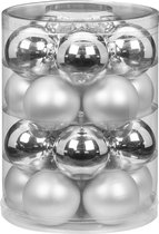 60x stuks glazen kerstballen elegant zilver mix 6 cm glans en mat - Kerstboomversiering/kerstversiering