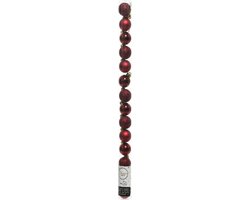Kleine kunststof kerstballen - 42x stuks - goud, bordeaux rood en dennengroen - Dia 3 cm - Kerstversiering – foto 5