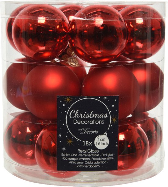 40x Mini Boules De Noël Synthétiques / Plastiques Rouges 3 Cm - Mat