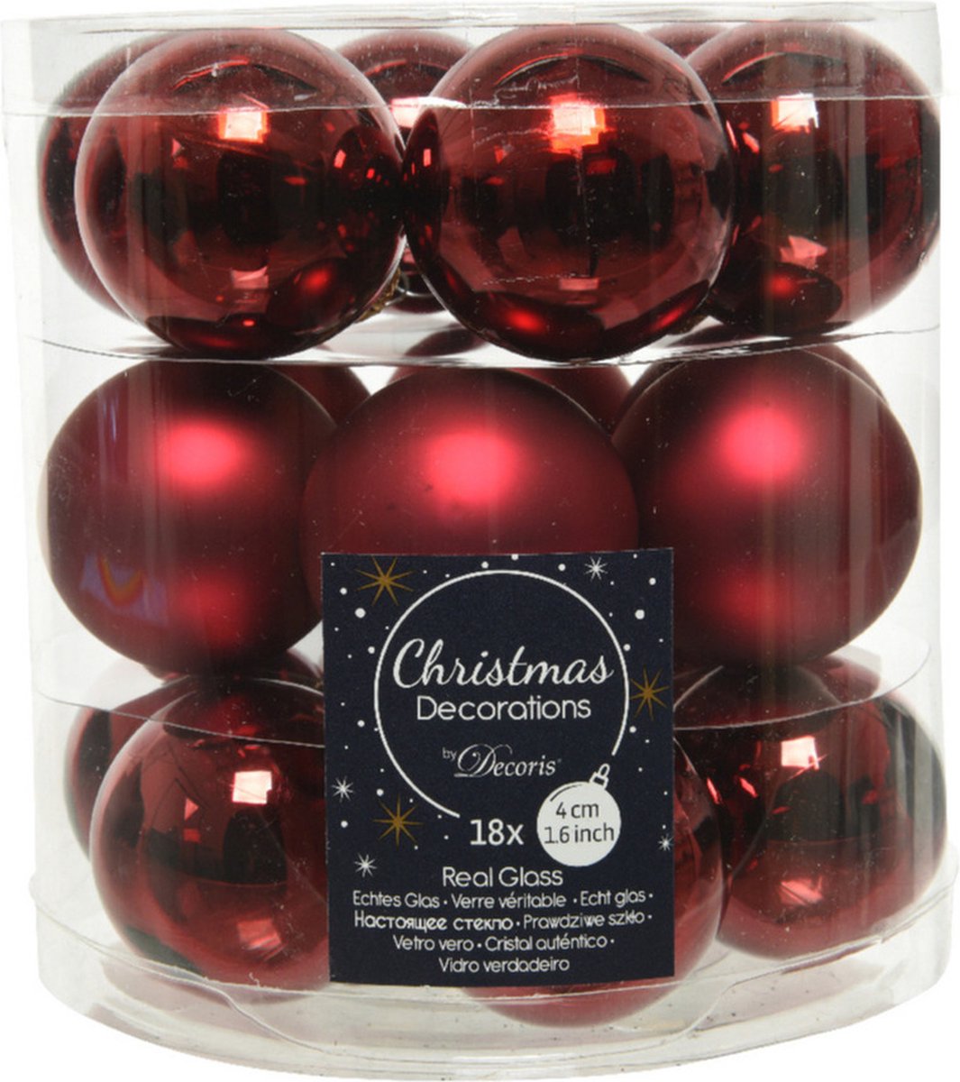 Groot pakket glazen kerstballen donkerrood glans/mat 50x stuks 468