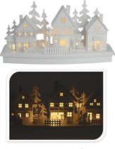 Village de Noël en bois blanc avec lumière type 1