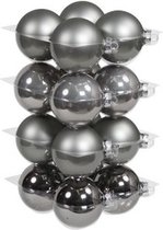 32x Boules de Noël en verre gris titane 8 cm - mat / brillant - Décorations pour sapins de Noël tons gris