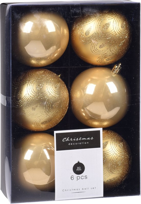 12x Kerstboomversiering luxe kunststof kerstballen goud 8 cm - Kerstversiering/kerstdecoratie goud