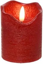LED kaars/stompkaars kerst rood 9 cm flakkerend - Kerst diner tafeldecoratie - Home deco kaarsen