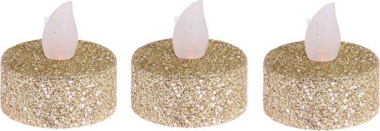 Ambiance Light LED waxinelichtjes - 24x stuks - goudkleurig - 4 cm - op batterij - kerstverlichting