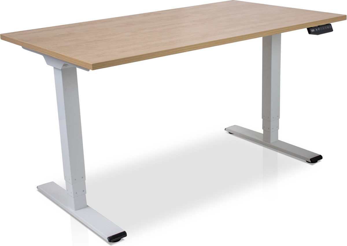 Zit-sta bureau elektrisch verstelbaar - MRC COMFORT NEN-EN 527 | 120 x 80 cm | frame wit - blad wild peren