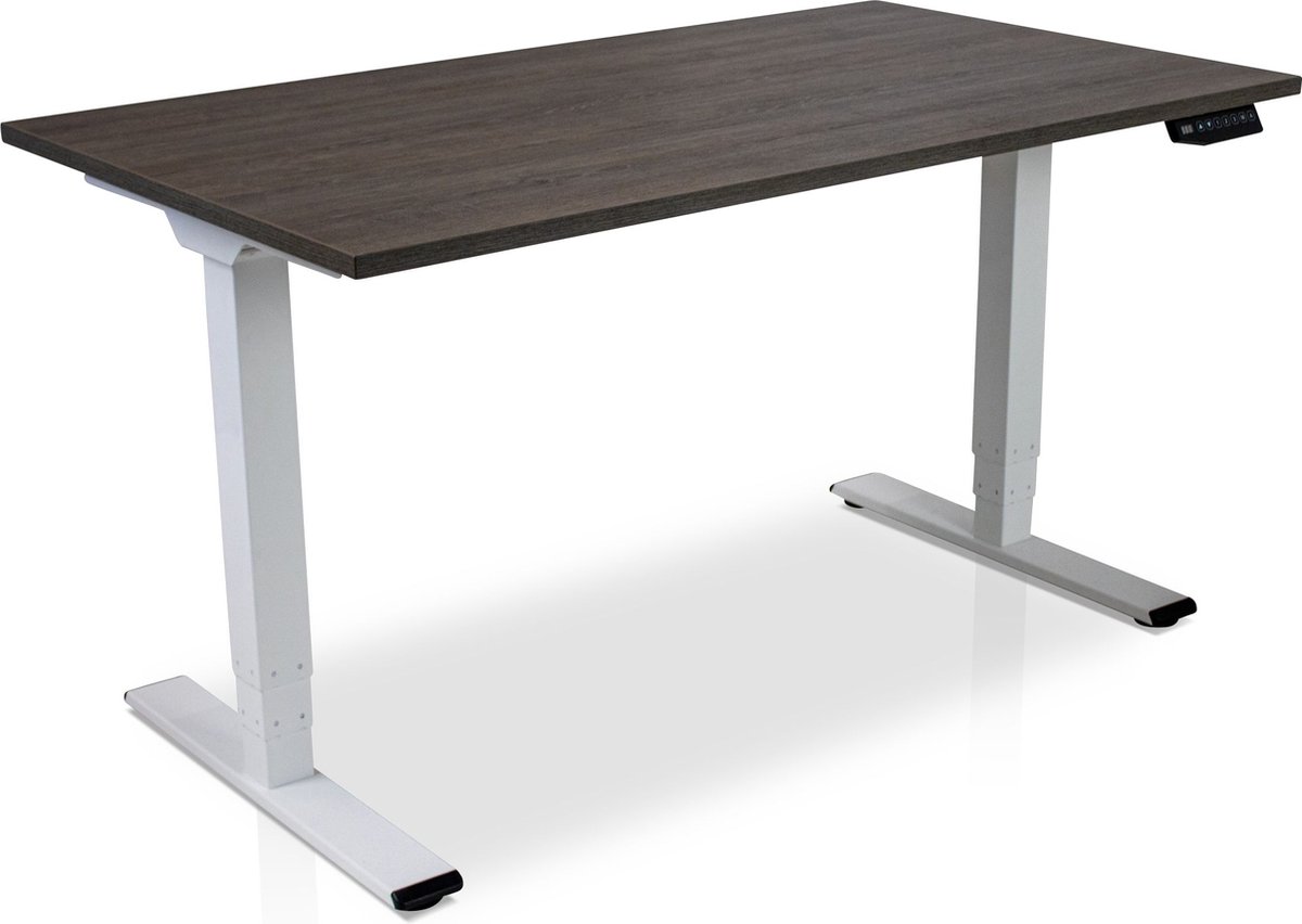 Multi Ratio Zit-sta bureau elektrisch verstelbaar - MRC COMFORT NEN-EN 527 | 120 x 80 cm | frame wit - blad bruin eiken Wit frame