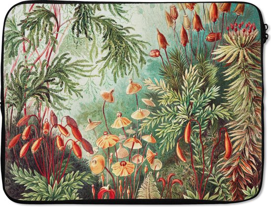 Foto: Laptophoes 15 6 inch bloemen kunst vintage natuur botanisch laptop sleeve binnenmaat 39 5x29 5 cm zwarte achterkant