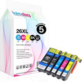 Cartouches d'encre Ink Day pour Epson 26XL, multipack de 5 couleurs pour Epson Expression Premium XP510, XP520, XP600, XP605, XP610, XP615, XP620, XP625, XP700, XP710, XP720, XP800, XP810, XP820