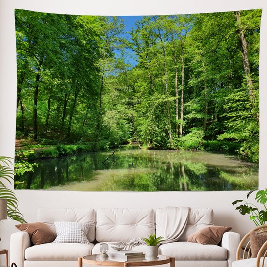 Ulticool - Arbres Forêt Nature Water Veluwe Pays- Nederland - Tapisserie - 200x150 cm - Groot tapisserie - Poster