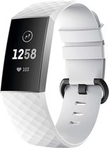 Siliconen Smartwatch bandje - Geschikt voor  Fitbit Charge 4 silicone band - wit - Maat: S - Horlogeband / Polsband / Armband