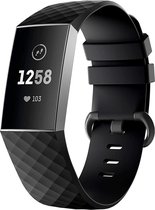 Siliconen Smartwatch bandje - Geschikt voor Fitbit Charge 4 silicone band - zwart - Maat: S - Horlogeband / Polsband / Armband