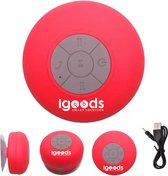 IGOODS Waterdichte Bluetooth Speaker - met Zuignap - Ingebouwde microfoon - Bluetooth 3.0 - Badkamer & Douche Speaker - Rood
