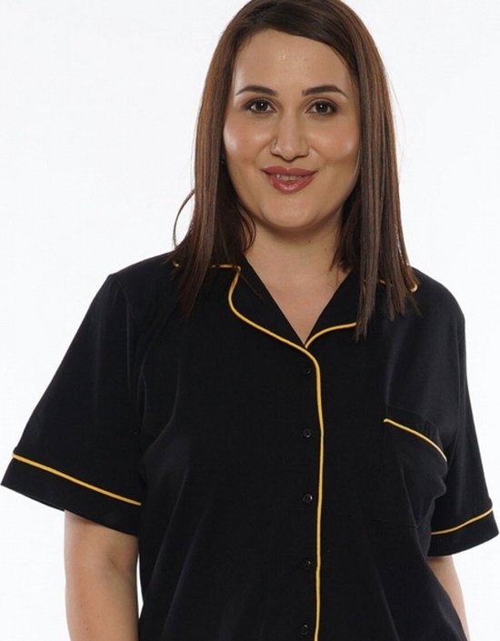 Essentials Women's Pyjamaset met lange mouwen van katoenmodal en met lange broek (verkrijgbaar in grote maten), Beige, 4XL Grote maten