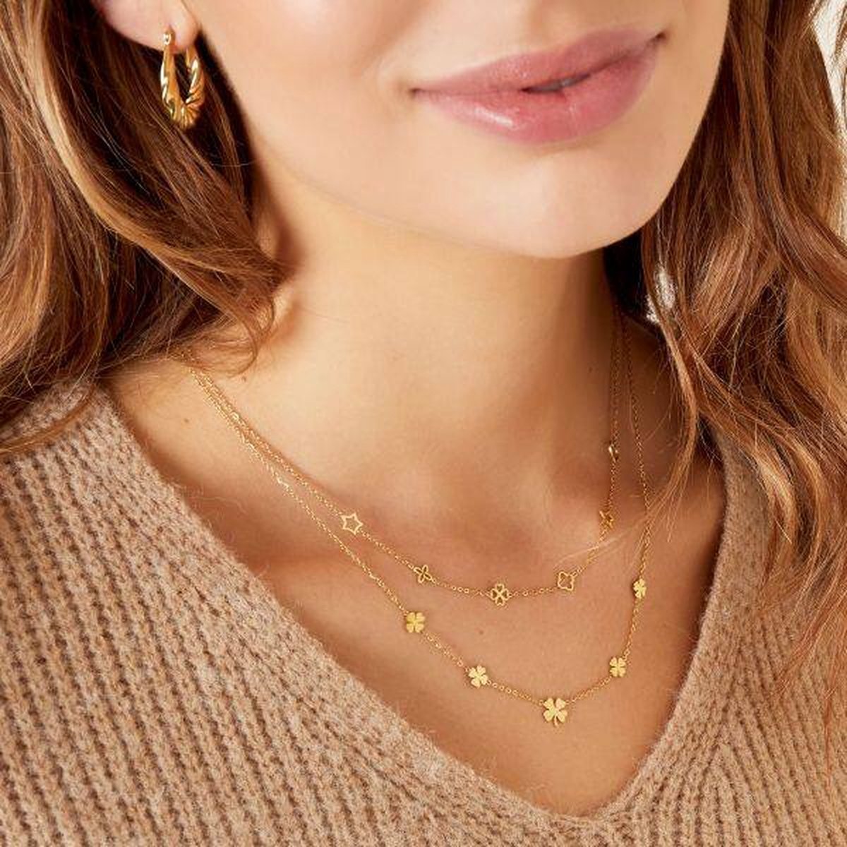Bijoutheek Collier 5 klavers zilver