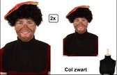 2x Piet col zwart - Pieten col Sinterklaas feest pieten kraag