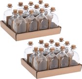 Glazen flesjes met kurk dop - 24 stuks - transparant - glas -120 ml