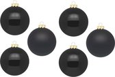 Inge Christmas grote kerstballen - 6x st - zwart - 10 cm - glas - glans/mat