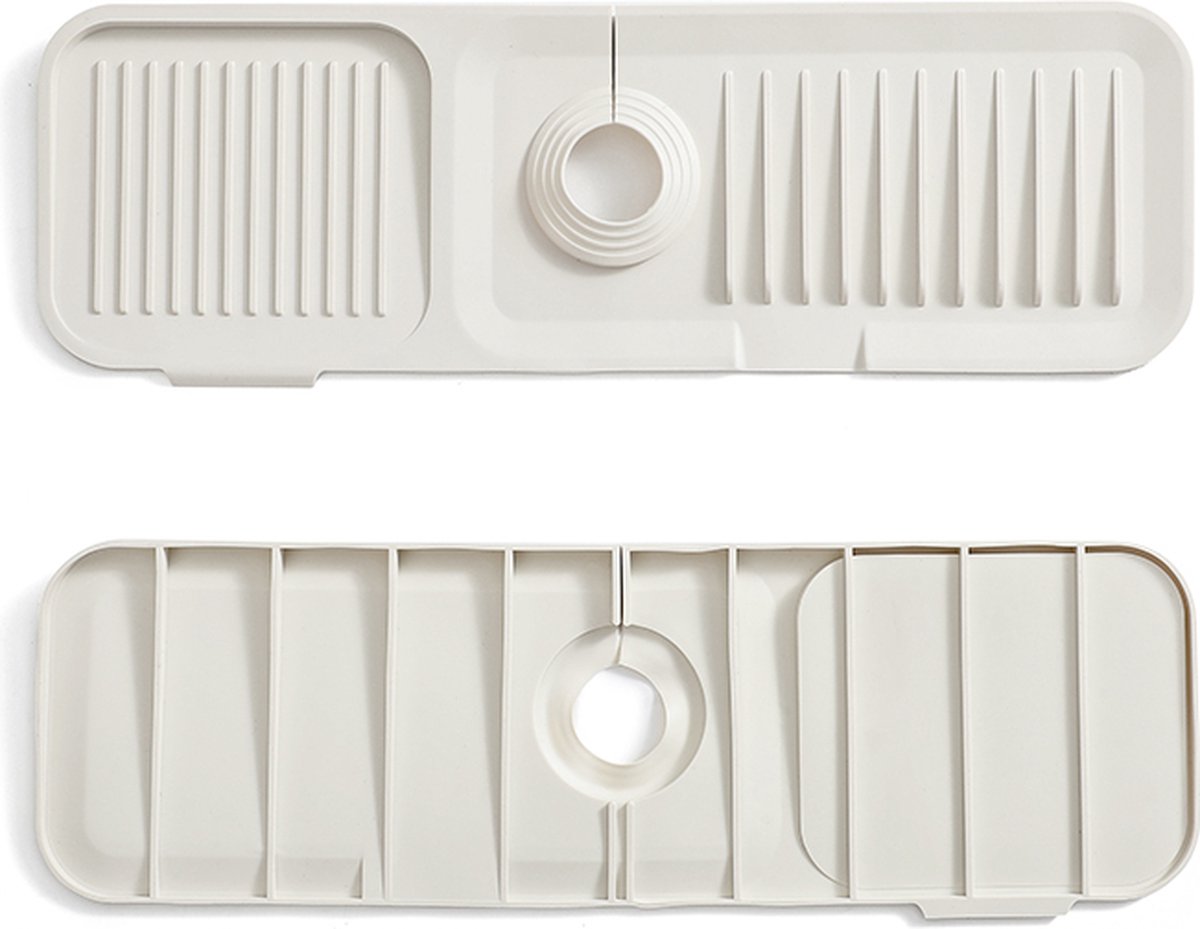 Waterval Siliconen Mat voor Keukenkraan – Anti lek tray Keuken Badkamer - Wastafel Splash Bescherming - Crèmewit 45cm