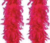 Veren Boa - 2 stuks - Carnaval verkleedaccessoire - roze - 180 cm
