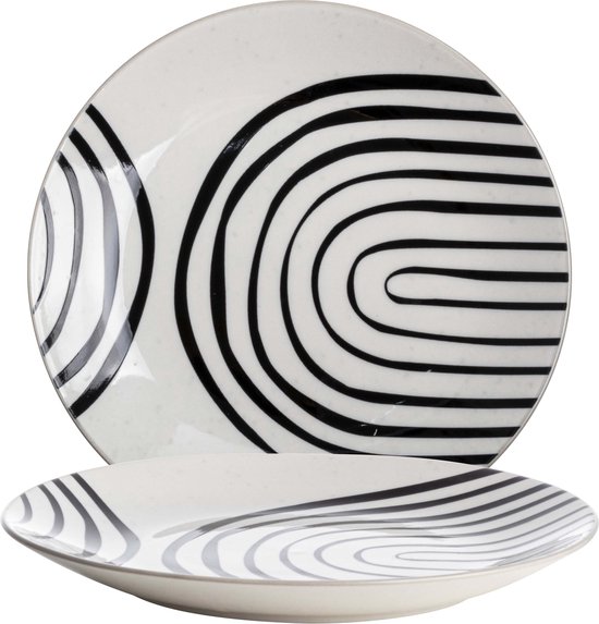 Gusta Bord Table Tales Sunrise Wit/Zwart gestreept Ø20 cm