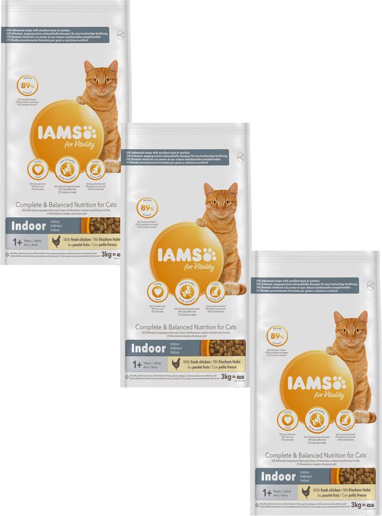 Iams Kat Adult Indoor Kip 3 x 3 kg