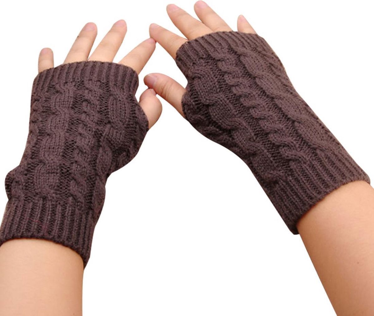 Vingerloze handschoenen, polswarmers, handschoenen, gebreide armwarmers, comfortabele polshandschoenen, armhandschoenen, gebreide gebreide gehaakte dames voor hardlopen, autorijden, fietsen, Zwart