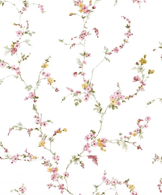 Papier peint à brins floraux - Papier peint - Revêtement mural - Décoration murale - Papier peint non tissé peint intissé - Blooming Garden 6 - 0 x 10,05 M.