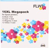 FLWR - Inktcartridge / T1631/2/3/4 6-Pack / Zwart en Kleur - Geschikt voor Epson