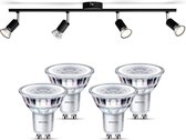 Philips Limbali Opbouwspot met GU10-fitting & Philips LED Scene Switch Spot GU10 50W - LED - Spotjes Opbouw - 4 Lichtpunten - Zwart