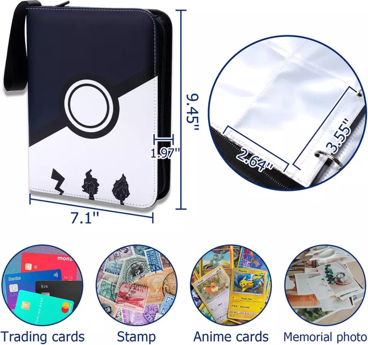 De beste keuze om thuis te blijven - Lapi Toys Pokémon Verzamelmap - Pokemon Map - Map Voor 900 Kaarten - 50 Pagina's - Pokémon Kaarten Album - 9 Pocket - Map