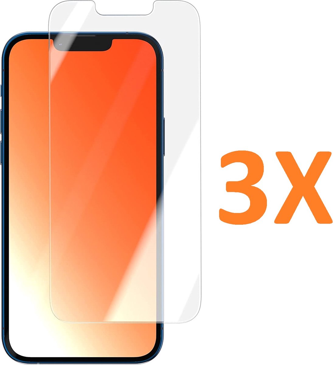 Screenprotector Glas - Tempered Glass Screen Protector - 3x Geschikt voor: Apple iPhone 13