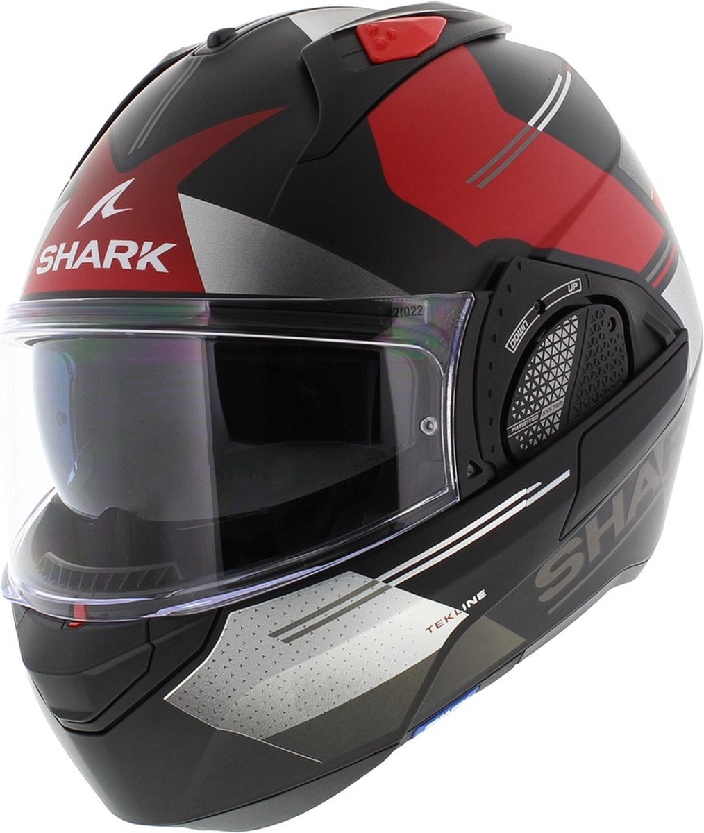 Shark Evo Gt Tekline Mat Zwart Chrom Rood KUR Systeemhelm L