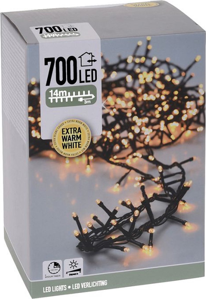 Oneiro’s luxe Micro Cluster 700 LED - 14m - met timer en dimmer - extra warm wit - kerst – clusterverlichting- feestdagen - winter - verlichting - binnen - buiten – sfeer