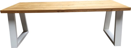 Wood4you - Eettafel Vancouver Roasted wood - Wit - 200/90 cm