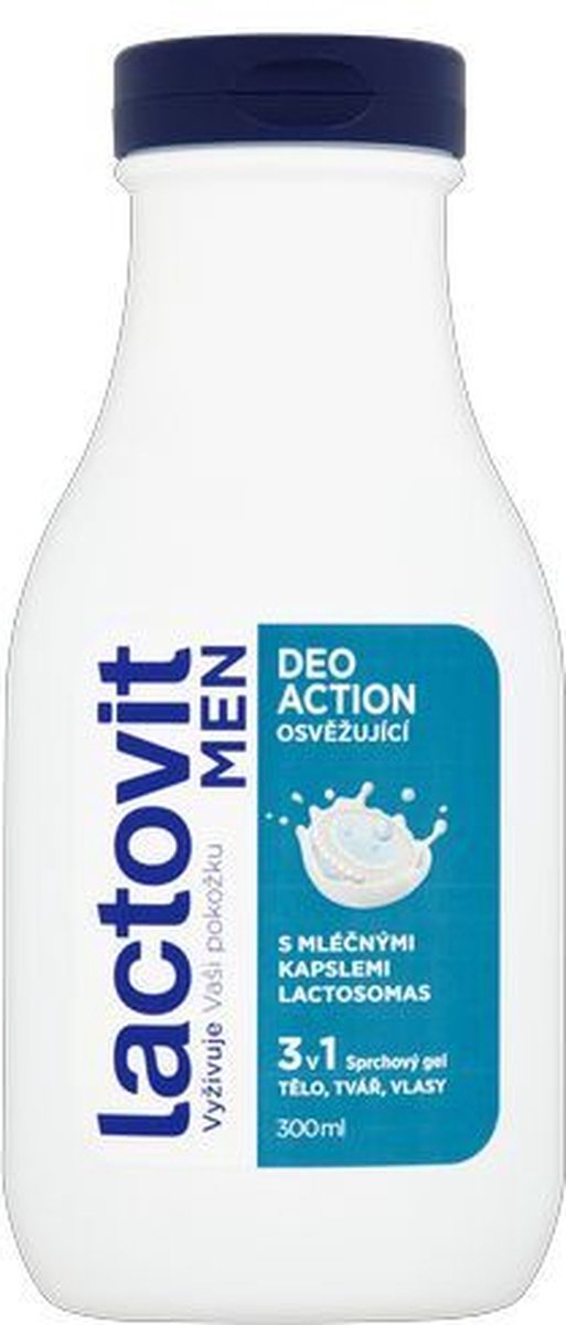 Lactovit - Refreshing shower gel for men on body, face and hair 3v1 Men Deo Action 300 ml - 300ml