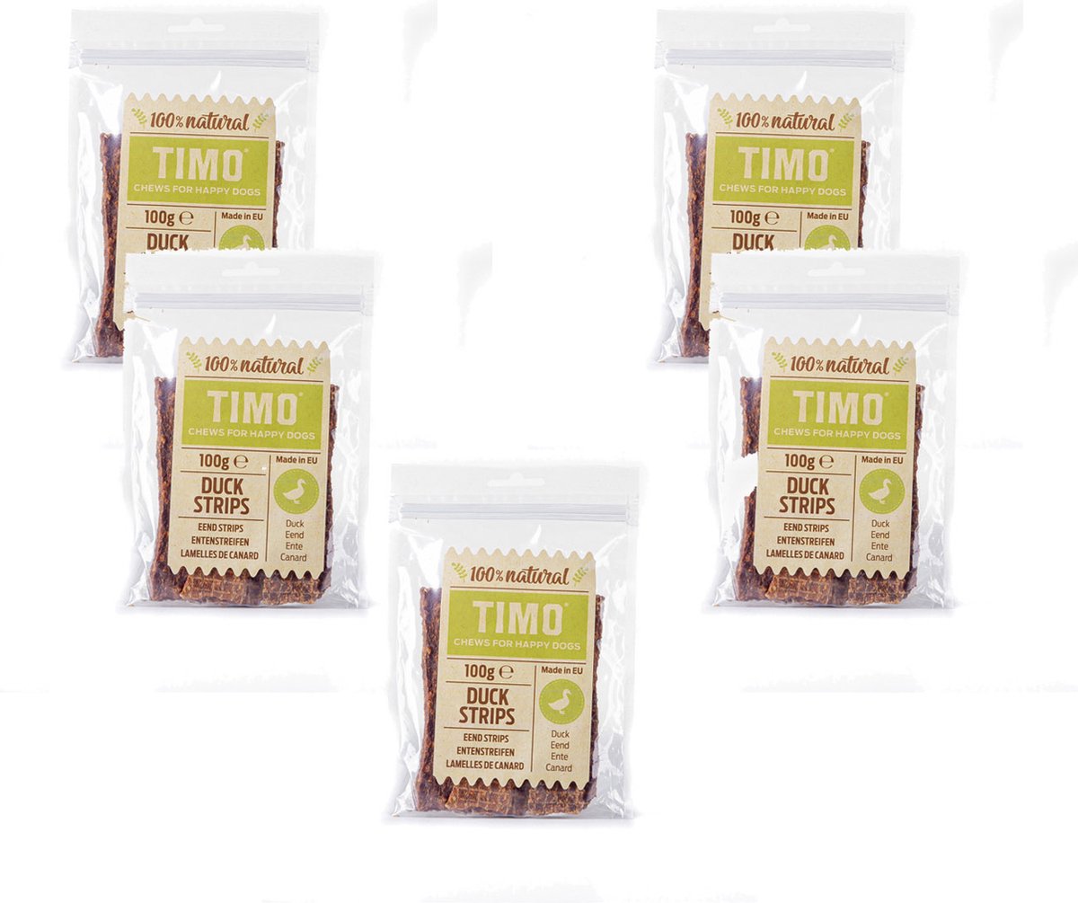 Timo Strips 100 g - Hondensnacks - 5 x Eend