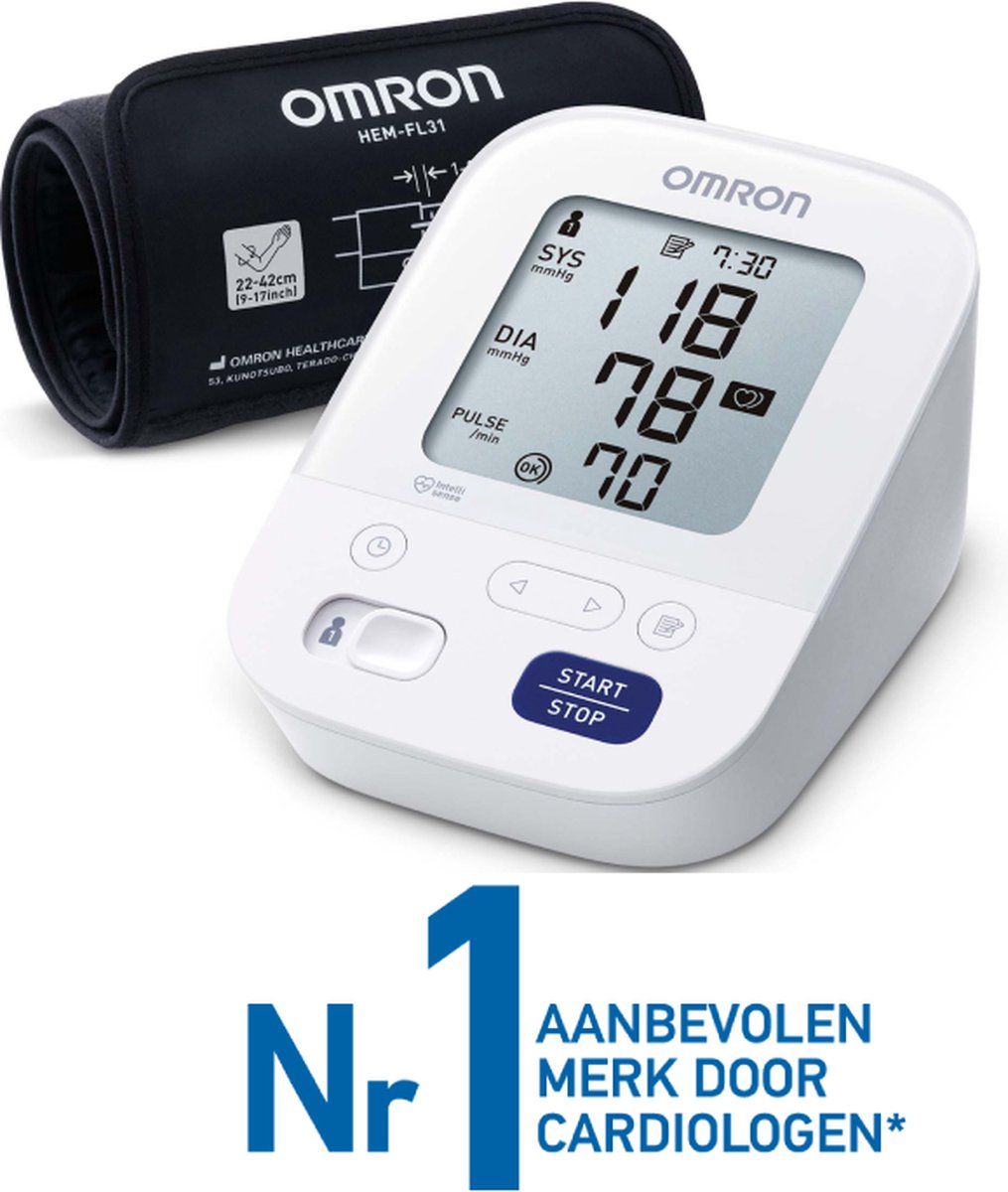 OMRON X3 Comfort Bloeddrukmeter Bovenarm - Aanbevolen door Hartstichting - Blood Pressure Monitor met Hartslagmeter – Onregelmatige Hartslag - 22 tot 42 cm Manchet – 5 jaar Garantie - Omron
