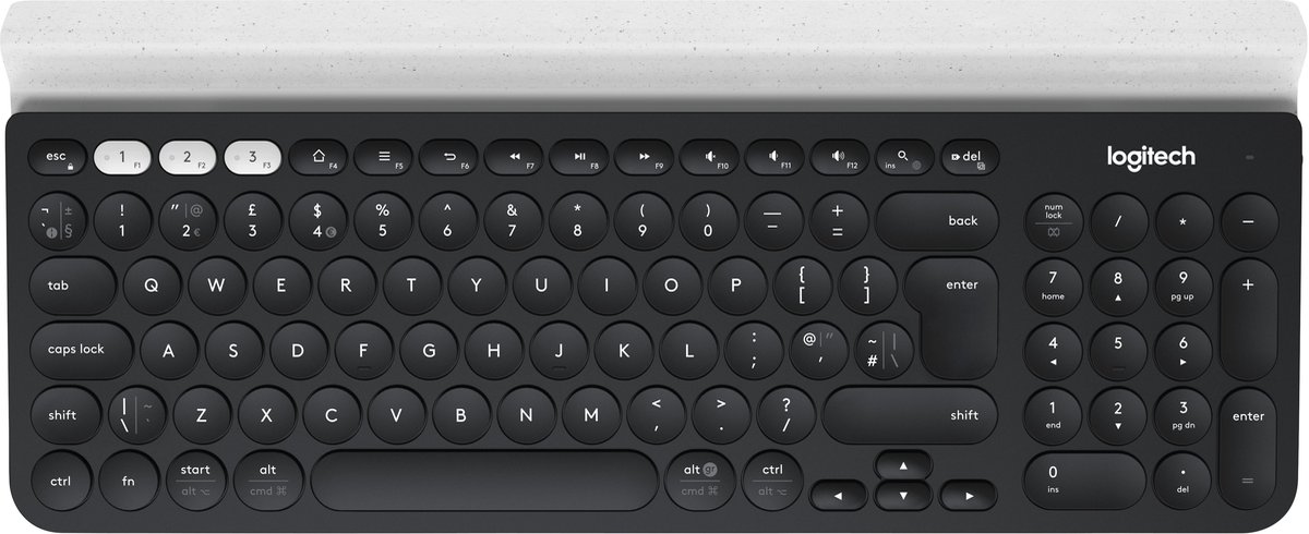 Logitech K780 RF Wireless + Bluetooth QWERTY Italiaans Grijs, Wit toetsenbord