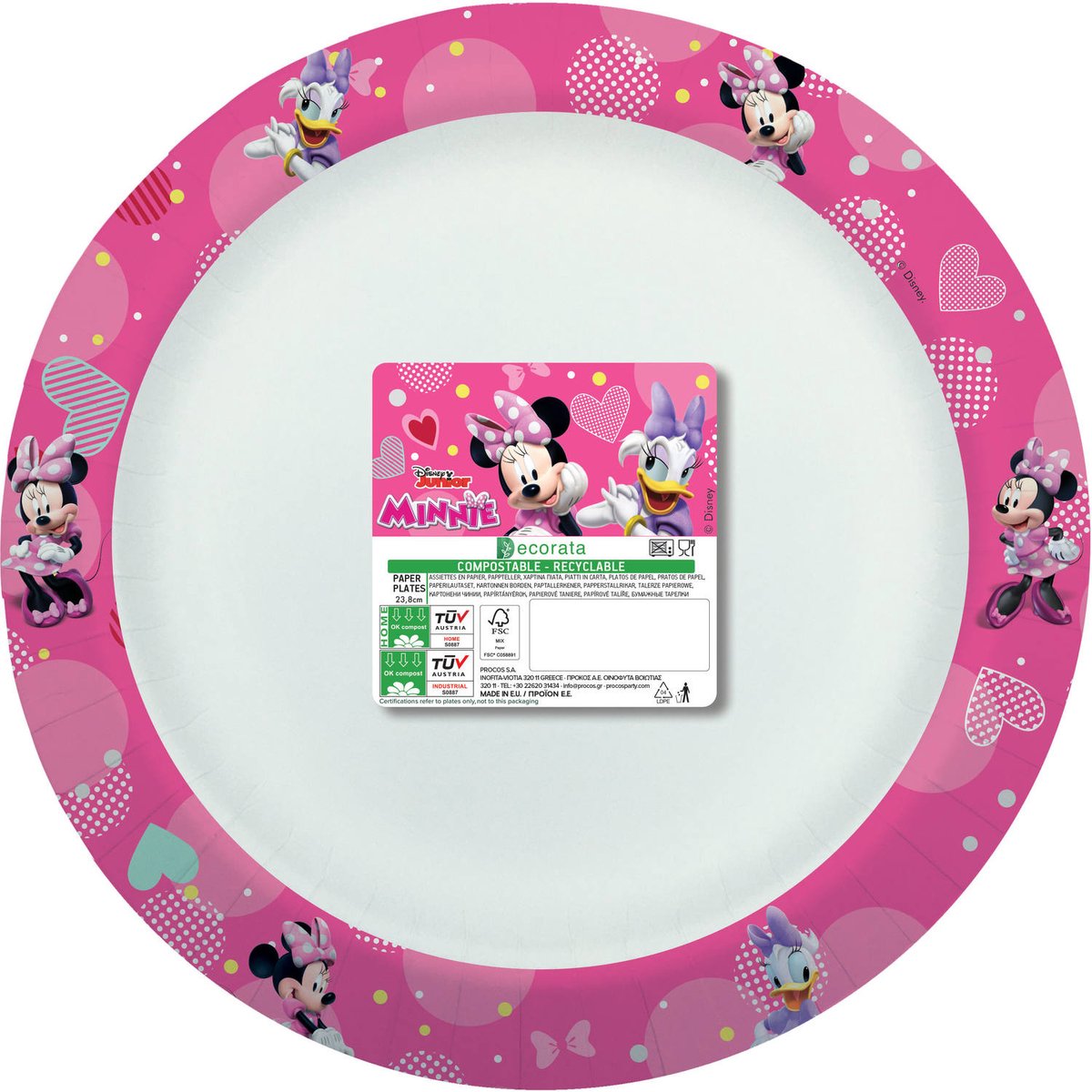 Borden Papier Composteerbaar Minnie Mouse Helpers Disney 24cm - 8 stuks