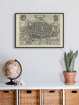 Poster In Zwarte Lijst - Historische Oude Kaart Alkmaar - Stadsplattegrond 1612 - 50x70 cm