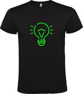 T-shirt Zwart avec imprimé "Light bulb / light bulb" imprimé Vert taille XL