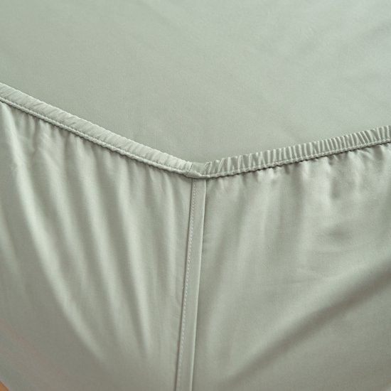 Fitted Sheet Hoeslaken, 180 x 220 cm, groen, steunkleuren bamboevezel