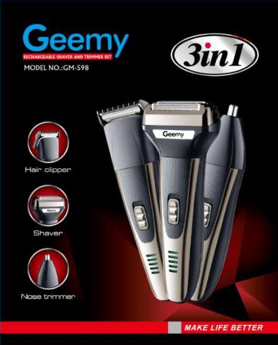 Gemei Gm-598 Electric Rechargeable Professional Hair And Beard Trimmer