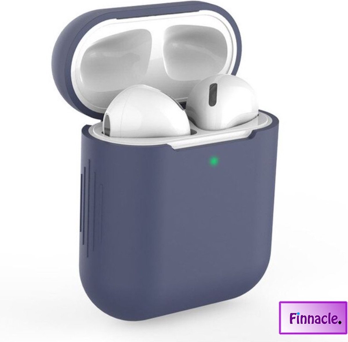 Finnacle - Hoesje geschikt voor Apple AirPods 1 / 2 - donker Blauw - Siliconen - Case - Cover - Soft case