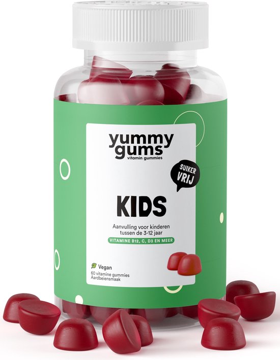 Yummygums Kids - Multivitamine gummies kinderen - Suikervrij - Vitamine D, B12, C en meer - vegan en natuurlijk - 60 stuks - goed voor 2 maanden gebruik