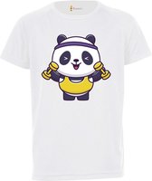 Kinder sportshirt / Panda / Sportshirt wit / L